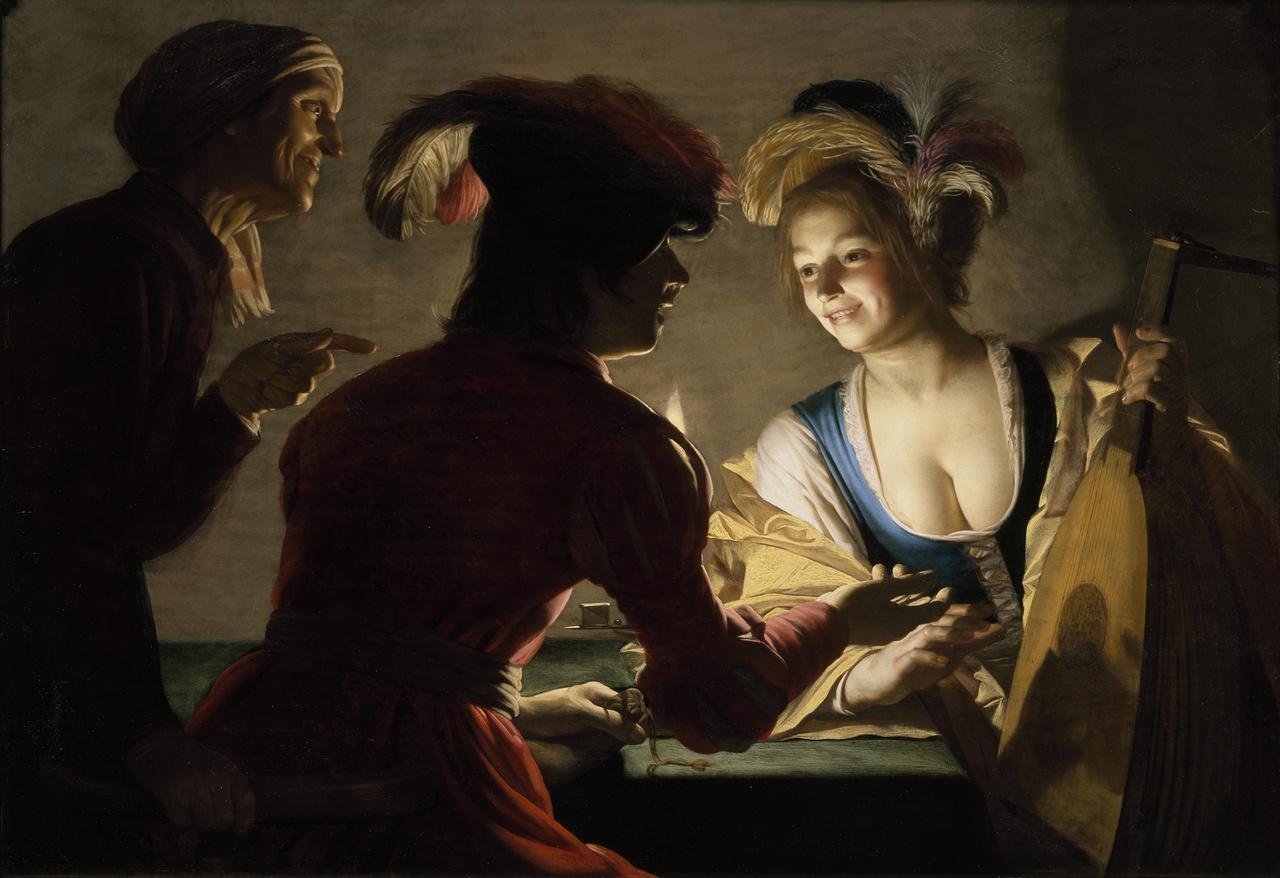 foto van kunstwerk De koppelaarster van van Honthorst